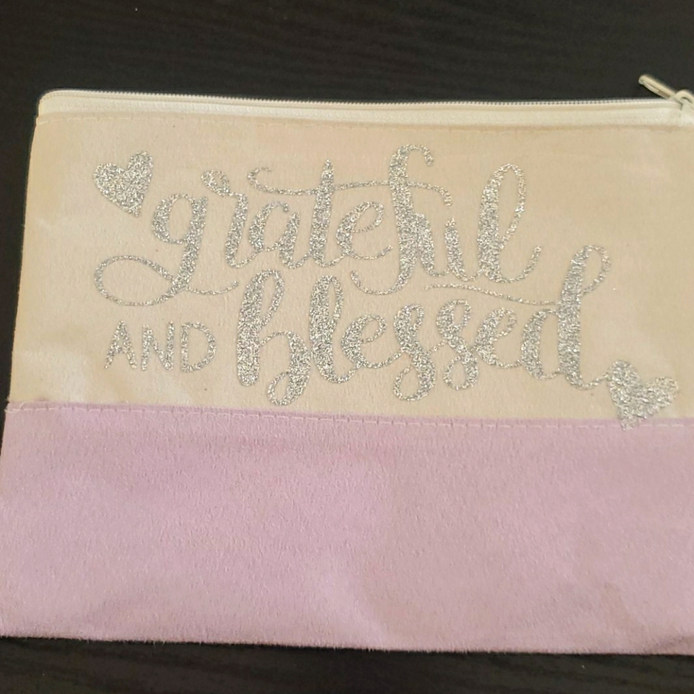 Cosmetic Bag with silver glitter vinyl decal